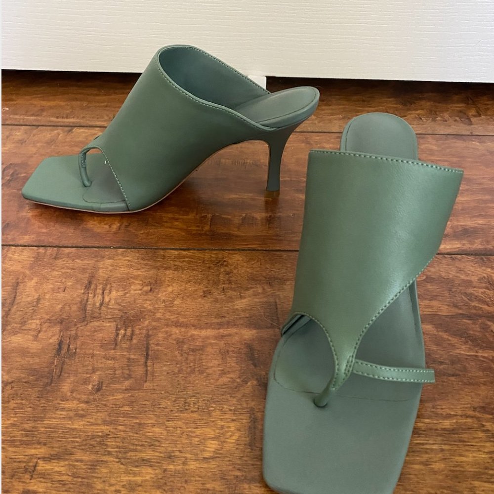 Green Square Toed Heels